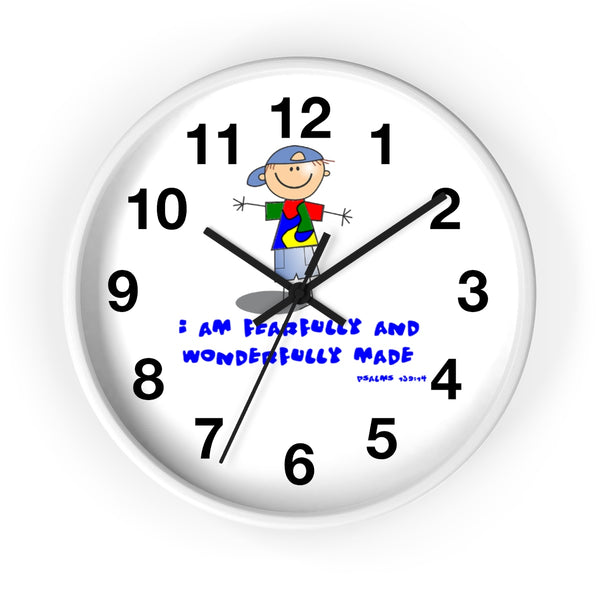 "Wonderfully Made" Autistic Boy Wall clock