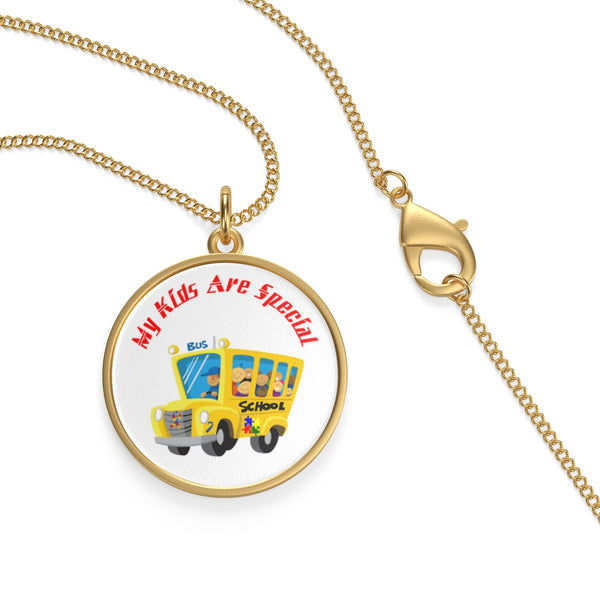 "Schoolbus Special Kids" Red Letters Single Loop Necklace