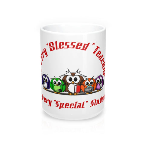 "Blessed Owl Teacher" Red Letters Mug 15oz