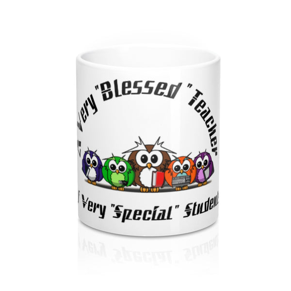 "Blessed Owl Teacher" Black Letters Mug 11oz