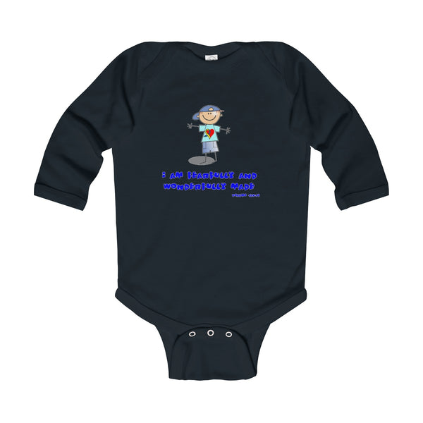 "Wonderfully Made" Down Syndrome Boy Infant Long Sleeve Bodysuit