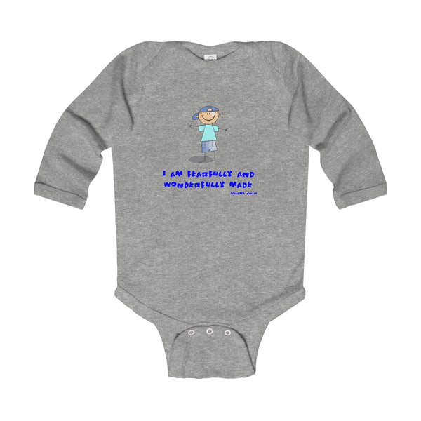 "Wonderfully Made" Boy Infant Long Sleeve Bodysuit