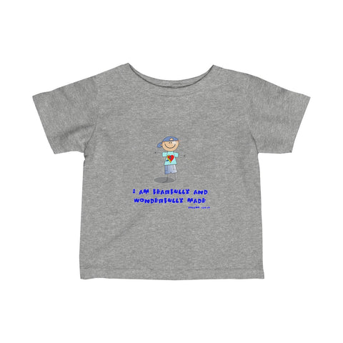 "Wonderfully Made" Down Syndrome Boy Infant Fine SS Jersey Tee