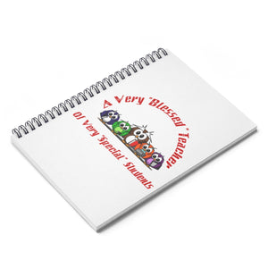 "Blessed Owl Teacher" Red Letters Spiral Notebook - Ruled Line
