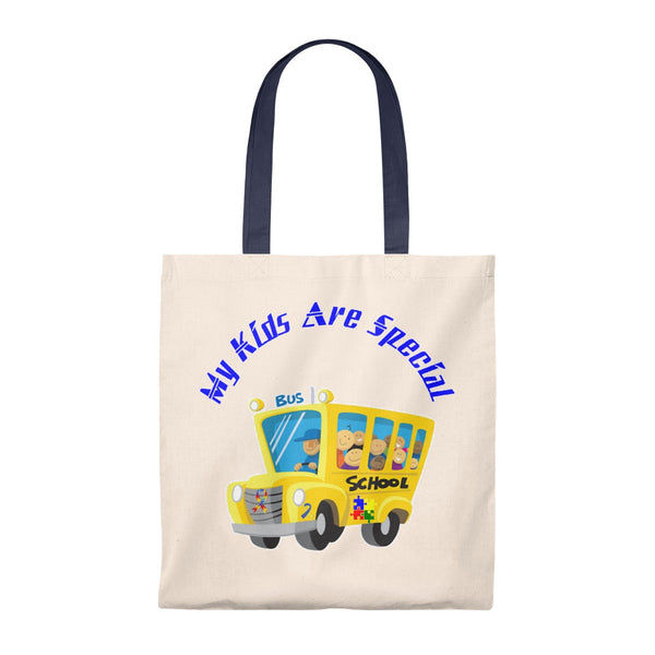 "Schoolbus Special Kids" Blue LettersTote Bag - Vintage