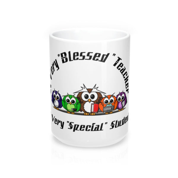 "Blessed Owl Teacher" Black Letters Mug 15oz