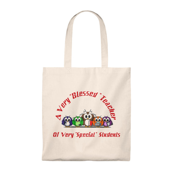 "Blessed Owl Teacher" Red Letters Tote Bag - Vintage