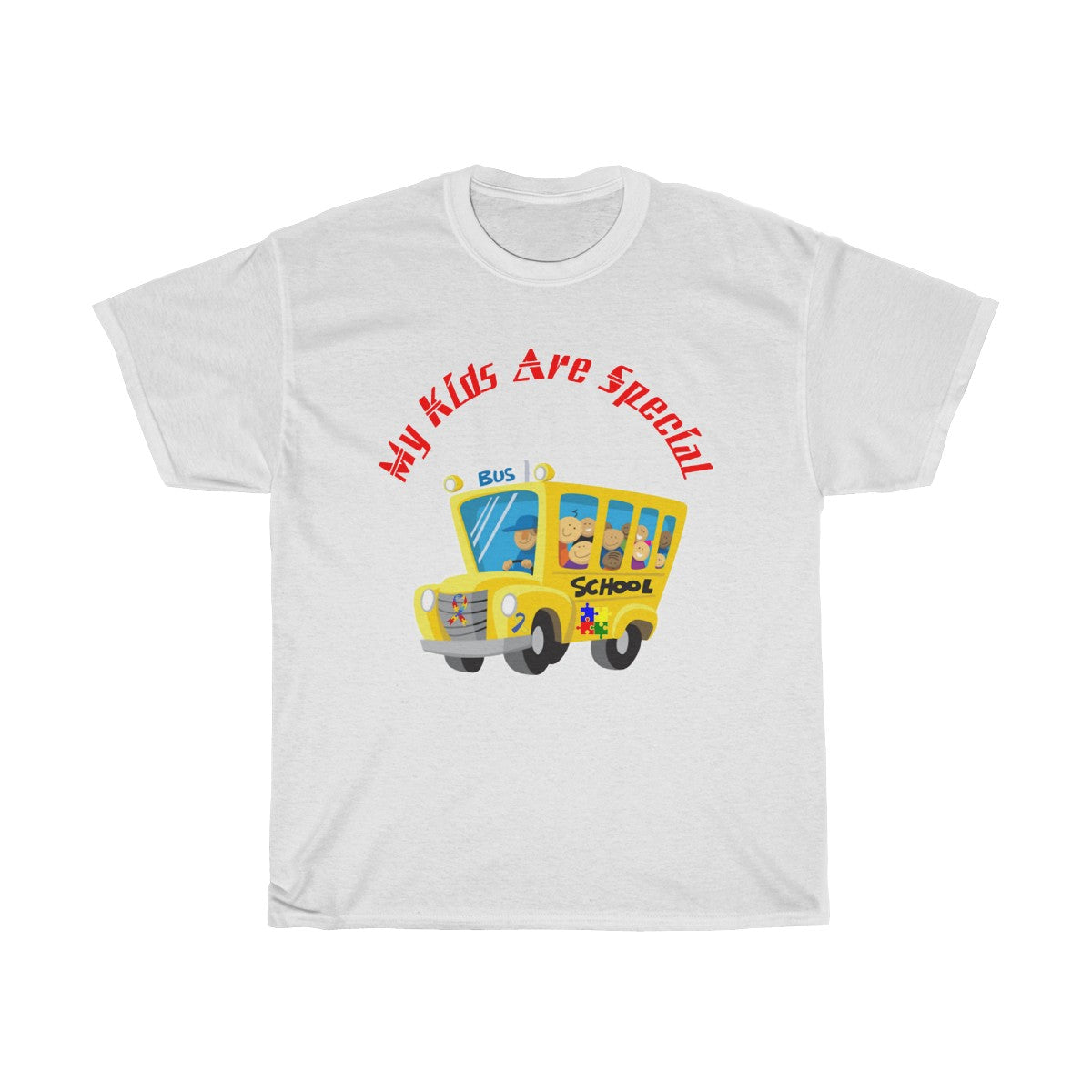 "Schoolbus Special Kids" Red Letters Unisex Heavy Cotton Tee