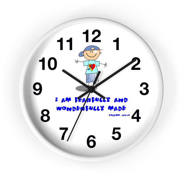 "Wonderfully Made" Down Syndrome Boy Wall clock
