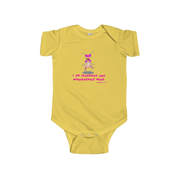 "Wonderfully Made" Down Syndrome Girl Infant Fine SS Jersey Bodysuit