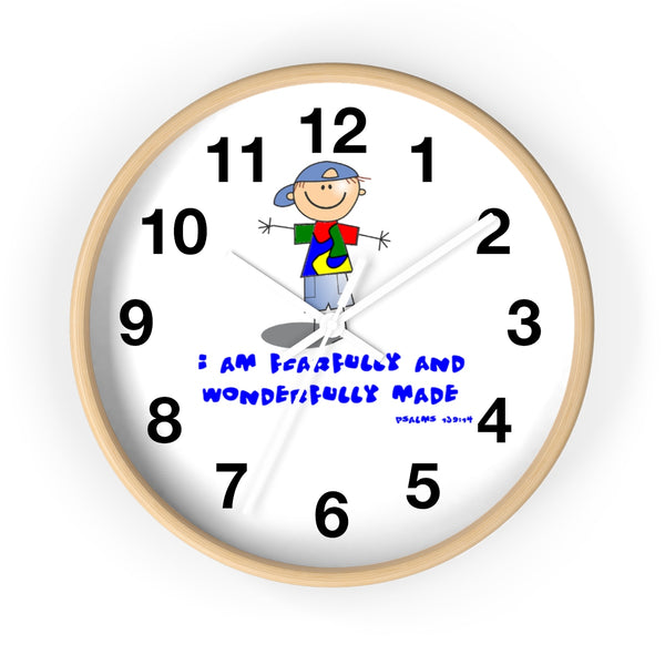 "Wonderfully Made" Autistic Boy Wall clock