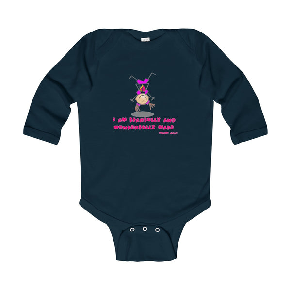"Wonderfully Made" Down Syndrome Girl Infant Long Sleeve Bodysuit