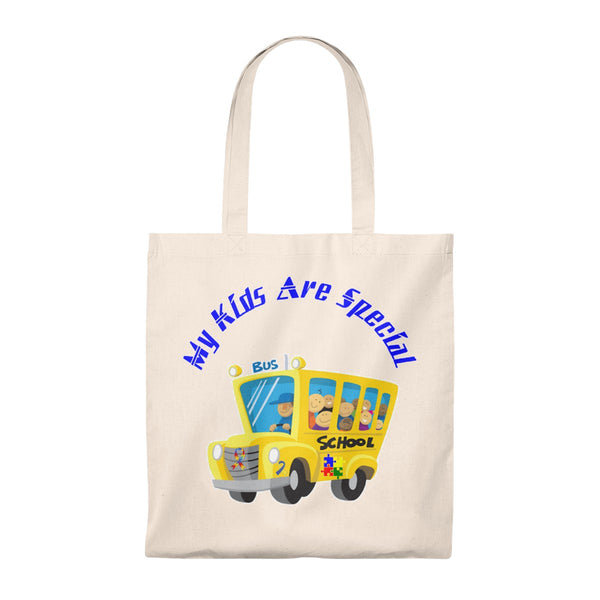 "Schoolbus Special Kids" Blue LettersTote Bag - Vintage