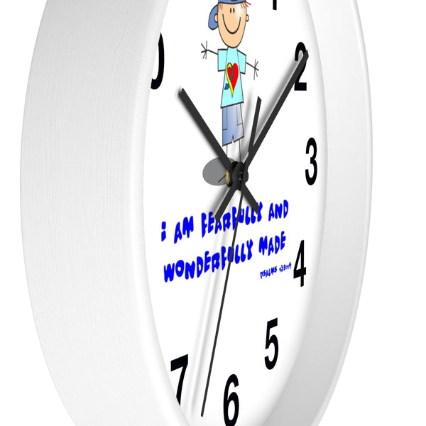 "Wonderfully Made" Down Syndrome Boy Wall clock